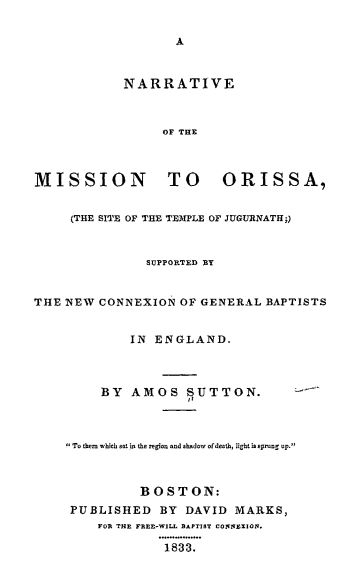 Narrative of the Mission to Orissa