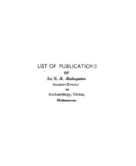 List of Publications of Kedar Nath Mahapatra